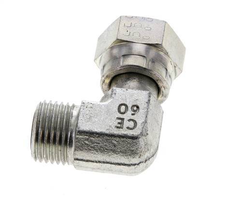 UN 11/16''-16 x UN 11/16''-16 M/F Verzinkt Stalen L-Fitting 90graden ORFS 630 Bar - Hydrauliek