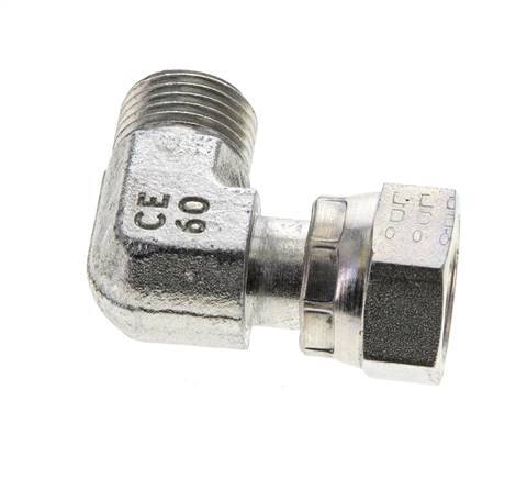 UN 11/16''-16 x UN 11/16''-16 M/F Verzinkt Stalen L-Fitting 90graden ORFS 630 Bar - Hydrauliek