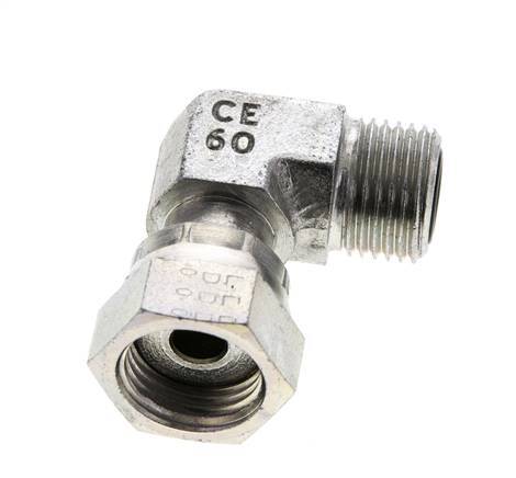 UN 11/16''-16 x UN 11/16''-16 M/F Verzinkt Stalen L-Fitting 90graden ORFS 630 Bar - Hydrauliek