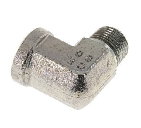 1/2'' NPT x 1/2'' NPT M/F Zinc plated Steel 90 deg Elbow Fitting 210 Bar - Hydraulic