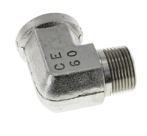 3/4'' NPT x 3/4'' NPT M/F Zinc plated Steel 90 deg Elbow Fitting 170 Bar - Hydraulic