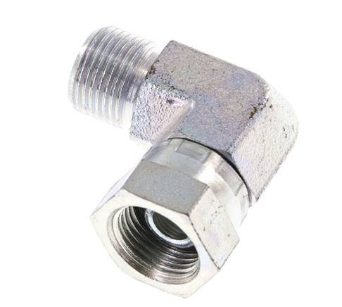 G 3/8'' M/F Zinc plated Steel 90 deg Elbow Fitting 325 Bar - Hydraulic