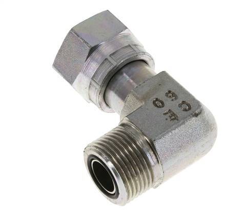 UNS 1''-14 x UNS 1''-14 M/F Zinc plated Steel 90 deg Elbow Fitting ORFS 400 Bar - Hydraulic