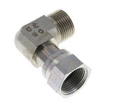 UNS 1''-14 x UNS 1''-14 M/F Zinc plated Steel 90 deg Elbow Fitting ORFS 400 Bar - Hydraulic