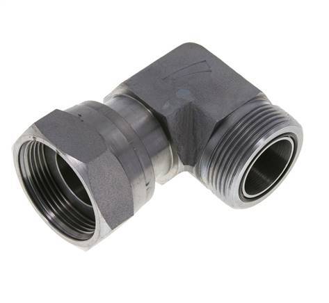 UN 1-11/16''-12 x UN 1-11/16''-12 M/F Verzinkt Stalen L-Fitting 90graden ORFS 250 Bar - Hydrauliek