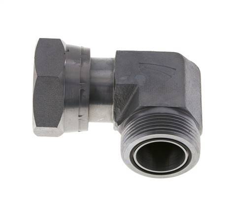 UN 1-11/16''-12 x UN 1-11/16''-12 M/F Verzinkt Stalen L-Fitting 90graden ORFS 250 Bar - Hydrauliek