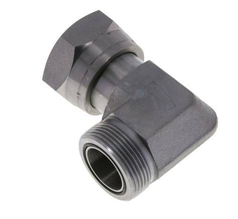 UN 1-11/16''-12 x UN 1-11/16''-12 M/F Zinc plated Steel 90 deg Elbow Fitting ORFS 250 Bar - Hydraulic