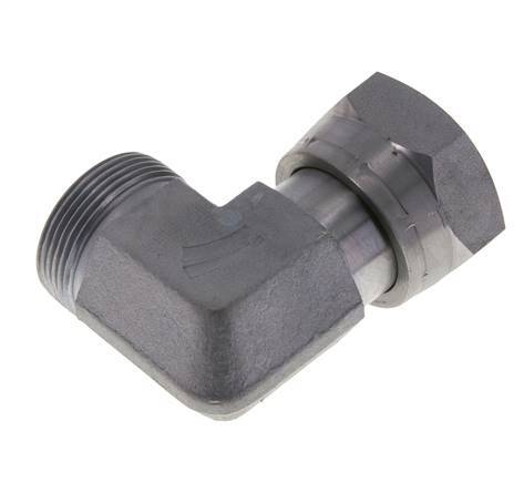 UN 1-11/16''-12 x UN 1-11/16''-12 M/F Verzinkt Stalen L-Fitting 90graden ORFS 250 Bar - Hydrauliek