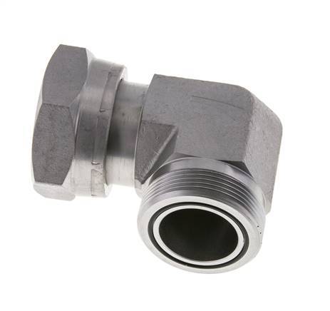 UN 2''-12 x UN 2''-12 M/F Verzinkt Stalen L-Fitting 90graden ORFS 250 Bar - Hydrauliek