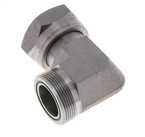 UN 2''-12 x UN 2''-12 M/F Verzinkt Stalen L-Fitting 90graden ORFS 250 Bar - Hydrauliek