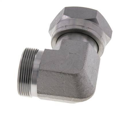 UN 2''-12 x UN 2''-12 M/F Zinc plated Steel 90 deg Elbow Fitting ORFS 250 Bar - Hydraulic