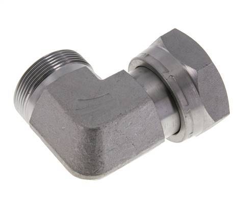UN 2''-12 x UN 2''-12 M/F Zinc plated Steel 90 deg Elbow Fitting ORFS 250 Bar - Hydraulic