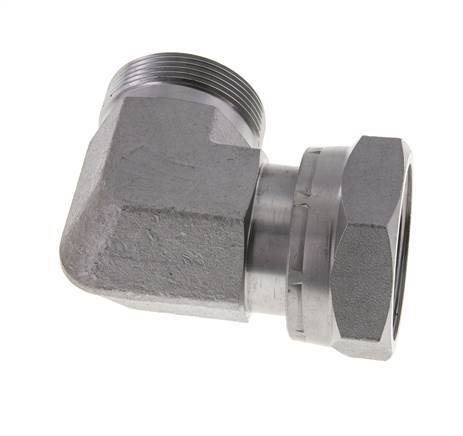 UN 2''-12 x UN 2''-12 M/F Verzinkt Stalen L-Fitting 90graden ORFS 250 Bar - Hydrauliek