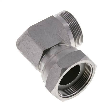 UN 2''-12 x UN 2''-12 M/F Zinc plated Steel 90 deg Elbow Fitting ORFS 250 Bar - Hydraulic