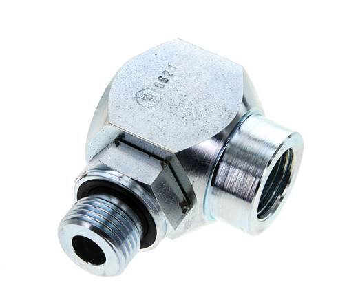 G 1/2'' M/F Verzinkt Stalen Elbow 90deg Draaidoorvoer Hoge druk 400 Bar - Hydrauliek