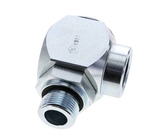 G 3/4'' M/F Verzinkt Stalen Elbow 90deg Draaidoorvoer Hoge druk 250 Bar - Hydrauliek