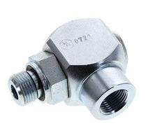 G 3/8'' M/F Zinc plated Steel 90 deg Elbow Swivel Joint High-pressure 400 Bar - Hydraulic