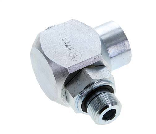 G 3/8'' M/F Zinc plated Steel 90 deg Elbow Swivel Joint High-pressure 400 Bar - Hydraulic