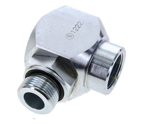 G 1'' M/F Zinc plated Steel 90 deg Elbow Swivel Joint High-pressure 250 Bar - Hydraulic