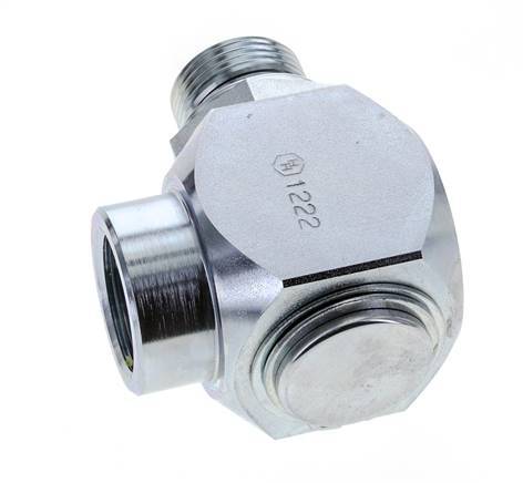 G 1'' M/F Zinc plated Steel 90 deg Elbow Swivel Joint High-pressure 250 Bar - Hydraulic