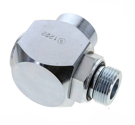 G 1'' M/F Zinc plated Steel 90 deg Elbow Swivel Joint High-pressure 250 Bar - Hydraulic