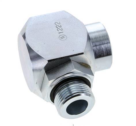 G 1'' M/F Zinc plated Steel 90 deg Elbow Swivel Joint High-pressure 250 Bar - Hydraulic