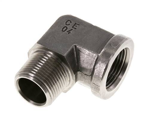 1'' NPT x 1'' NPT M/F RVS L-Fitting 90graden 140 Bar - Hydrauliek