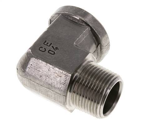 1'' NPT x 1'' NPT M/F RVS L-Fitting 90graden 140 Bar - Hydrauliek