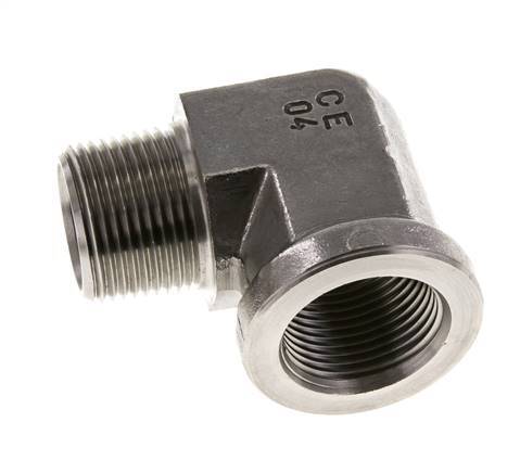 1'' NPT x 1'' NPT M/F RVS L-Fitting 90graden 140 Bar - Hydrauliek