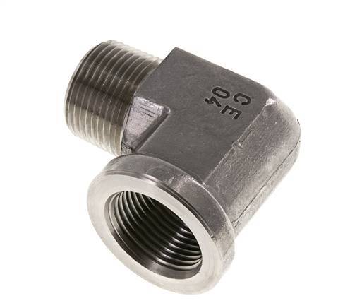 1'' NPT x 1'' NPT M/F RVS L-Fitting 90graden 140 Bar - Hydrauliek
