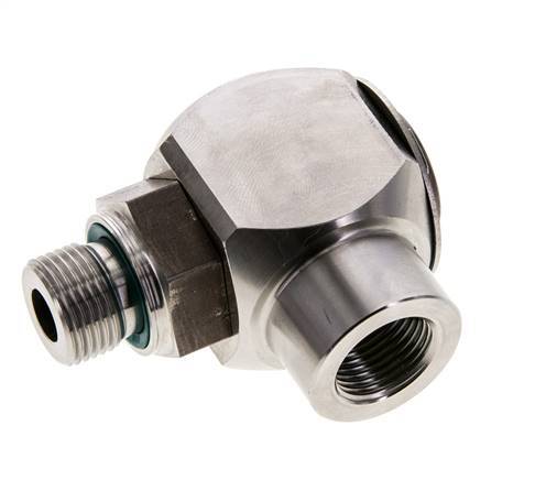 G 3/8'' M/F RVS Elbow 90deg Draaidoorvoer Hoge druk 400 Bar - Hydrauliek