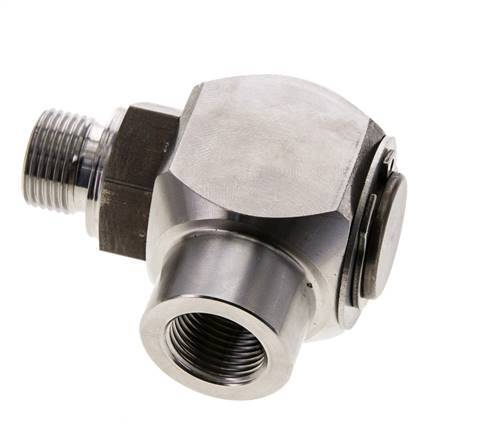 G 3/8'' M/F RVS Elbow 90deg Draaidoorvoer Hoge druk 400 Bar - Hydrauliek