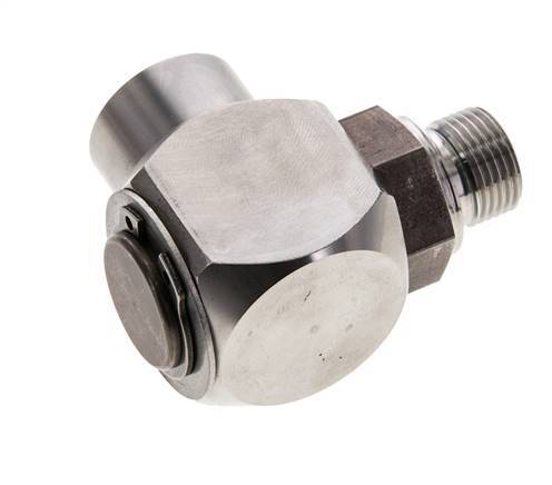 G 3/8'' M/F RVS Elbow 90deg Draaidoorvoer Hoge druk 400 Bar - Hydrauliek