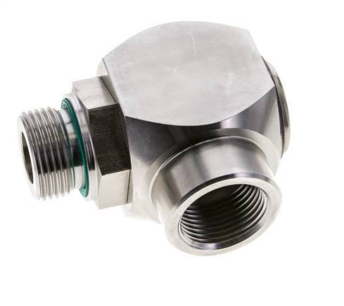 G 1'' M/F RVS Elbow 90deg Draaidoorvoer Hoge druk 250 Bar - Hydrauliek