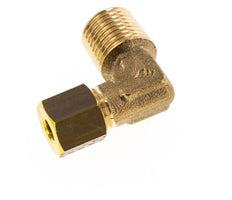 R 1/4'' Male x 5mm Brass 90 deg Elbow Compression Fitting 150 Bar DIN EN 1254-2