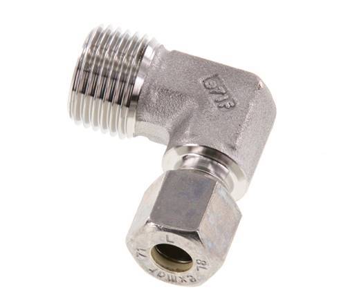 R 1/2'' Buitendraad x 8L RVS L-Knelfitting 90 graden 315 Bar DIN 2353