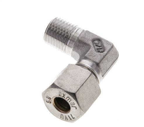 1/4'' NPT Male x 8S Stainless steel 90 deg Elbow Compression Fitting 630 Bar DIN 2353