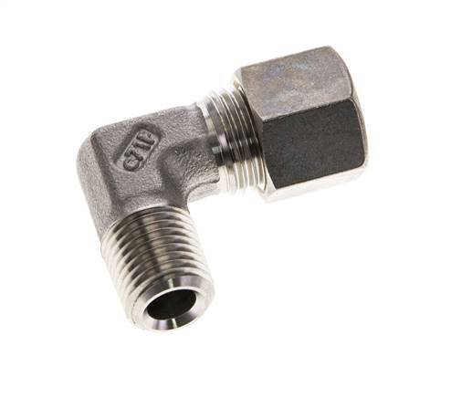 1/4'' NPT Male x 10L Stainless steel 90 deg Elbow Compression Fitting 315 Bar DIN 2353