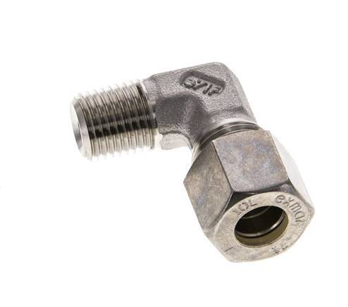 1/4'' NPT Male x 10L Stainless steel 90 deg Elbow Compression Fitting 315 Bar DIN 2353