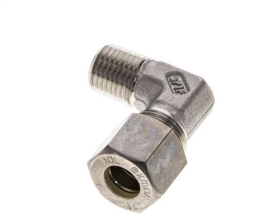 1/4'' NPT Male x 10L Stainless steel 90 deg Elbow Compression Fitting 315 Bar DIN 2353