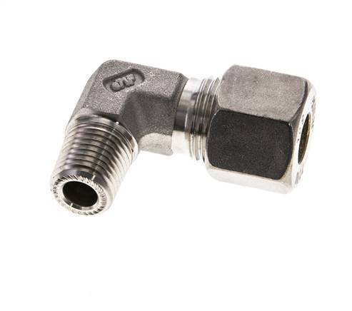 1/4'' NPT Male x 10S Stainless steel 90 deg Elbow Compression Fitting 630 Bar DIN 2353