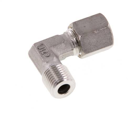 R 1/4'' Buitendraad x 6S RVS L-Knelfitting 90 graden 630 Bar DIN 2353