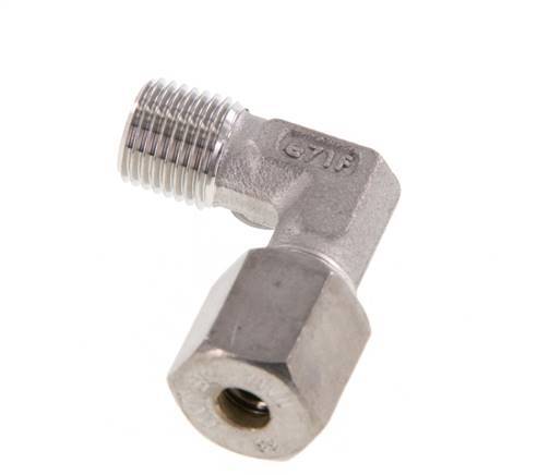 R 1/4'' Buitendraad x 6S RVS L-Knelfitting 90 graden 630 Bar DIN 2353