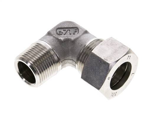 3/4'' NPT Male x 22L Stainless steel 90 deg Elbow Compression Fitting 160 Bar DIN 2353