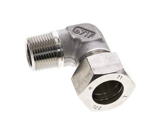 3/4'' NPT Male x 22L Stainless steel 90 deg Elbow Compression Fitting 160 Bar DIN 2353