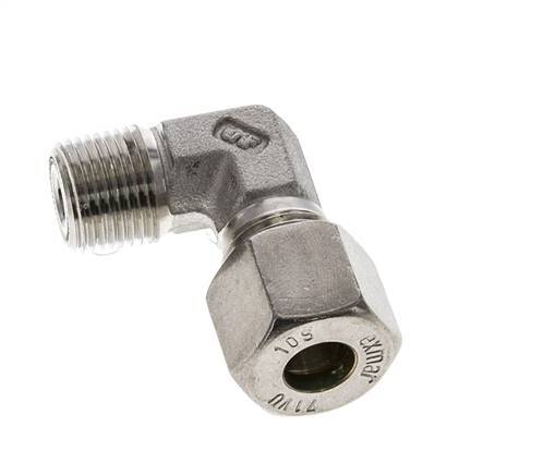 3/8'' NPT Male x 10S Stainless steel 90 deg Elbow Compression Fitting 630 Bar DIN 2353