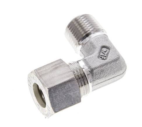 3/8'' NPT Male x 12L Stainless steel 90 deg Elbow Compression Fitting 315 Bar DIN 2353