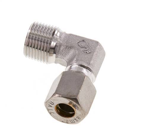 R 3/8'' Buitendraad x 8L RVS L-Knelfitting 90 graden 315 Bar DIN 2353