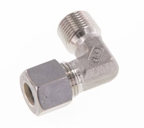 R 3/8'' Buitendraad x 10L RVS L-Knelfitting 90 graden 315 Bar DIN 2353