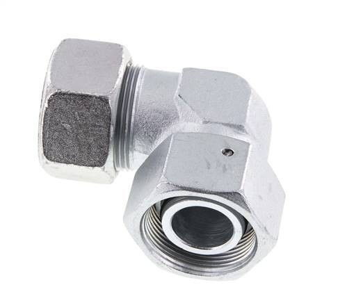 M42x2 x 30S Verzinkt Stalen Verstelbaar L-Fitting 90graden met Afdichtconus en O-ring 400 Bar DIN 2353